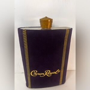 Crown Royal 18/8 Stainless Steel 8 oz Flask w/Purple Suede Embroidery Logo Cover
